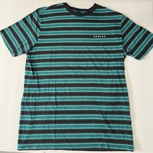 Oakley Brow & Teal Cotton Horizontal Stripe Crew Tee